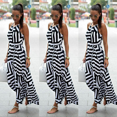 Women Sexy Summer Dress Sleeveless Maxi Long Evening Party Beach Dress Sundress Size S-XL