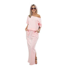 ELSVIOS 2017 Women Sexy Long Maxi Summer Dress Side Split Loose Dress Short Sleeve Evening Party Dress with Pocket Vestidos
