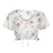Summer Chiffon Blouse Women Fashion Short Sleeve Shirt Flower Print Top White shirt Cami Girl Vest Women Tank Top