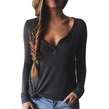 Dark Gray Fashion Women Sexy Deep V Neck Long Sleeve Blouse women tops New women high quality blusas femininas blouses345 #LWN