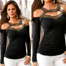 2017 Women's Blouses fashion Trends Long Sleeve Sequined Hollow Out Sexy Off Shoulder For Ladies Shirt Tops Blusas #LY