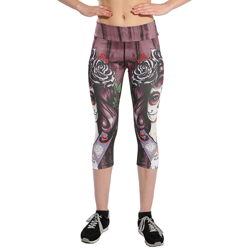 Yoga Pants Sports 2017 Sexy Cropped Leggings High waist Stretched Gym Clothes Running Tights Women Sports Leggings Fitness #E0
