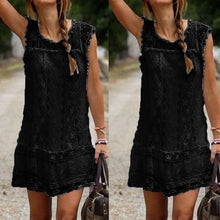 2017 New Fashion Summer Dress Lace Dress Elegant Hollow Sleeveless Patchwork Women Mini Pencil Dress