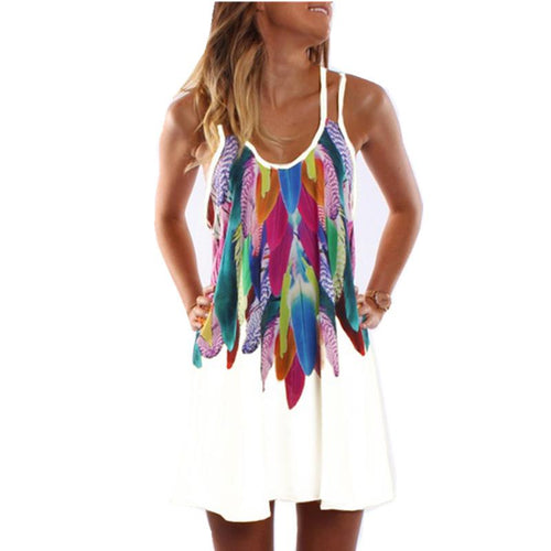 Women Fashion 2017 Boho Style Sexy Printed Plus Size Women Clothing Casual Summer Beach Femme Robe Vestidos Dress WS804Y