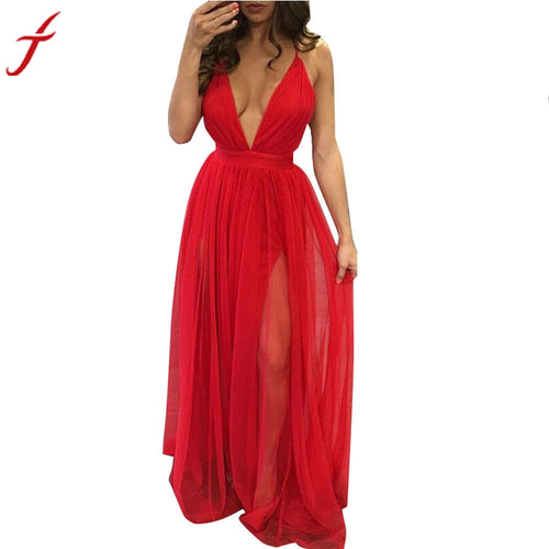 Long Sleeveless Boho Evening Party Dress