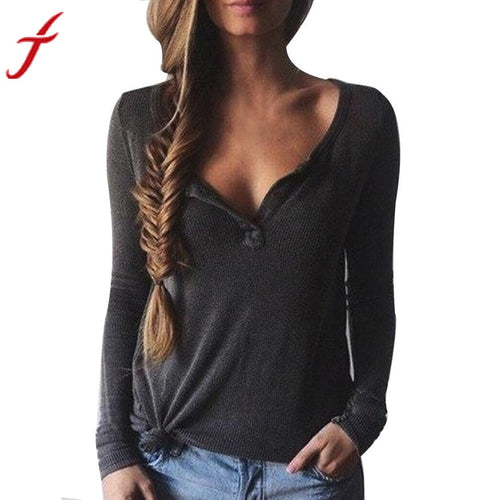 Dark Gray Fashion Women Sexy Deep V Neck Long Sleeve Blouse women tops New women high quality blusas femininas blouses345 #LWN