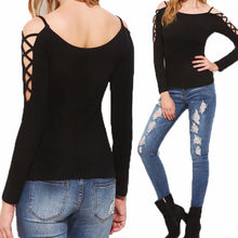 Hollow Women Sexy Off Shoulder Top Causal Strapless Blouse Black Shirt