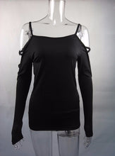 Hollow Women Sexy Off Shoulder Top Causal Strapless Blouse Black Shirt