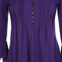Women Autumn Flare 3/4 Sleeve Slim V Neck Buttons Blouse Tops Shirt Tee