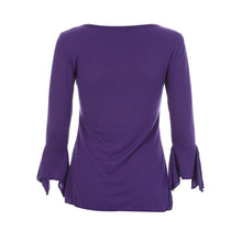Women Autumn Flare 3/4 Sleeve Slim V Neck Buttons Blouse Tops Shirt Tee