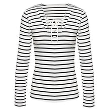 Women Stripe Long Sleeve Casual Tops T-Shirt Blouse