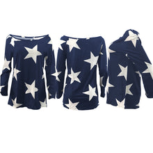 Women Girl Strapless Star Sweatshirt Long Sleeve Crop Jumper Pullover Tops