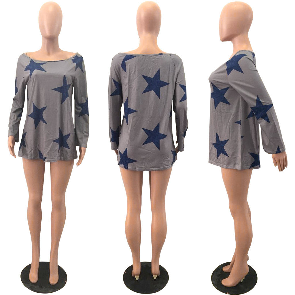 Women Girl Strapless Star Sweatshirt Long Sleeve Crop Jumper Pullover Tops