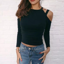 Sexy Womens Long Sleeve O Neck Off The Shoulder Shirt Causal Tops Blouse