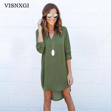 VISNXGI Summer New Dresses 2018 Fashion Women Casual Loose Plus Size Elegant Dress Long Sleeve Irregular Chiffon Dress Vestidos