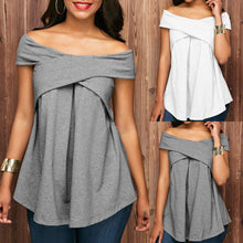 Women Off The Shoulder Short Sleeve Sweatshirt Pullover Tops Blouse Shirt