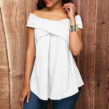 Women Off The Shoulder Short Sleeve Sweatshirt Pullover Tops Blouse Shirt