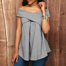Women Off The Shoulder Short Sleeve Sweatshirt Pullover Tops Blouse Shirt