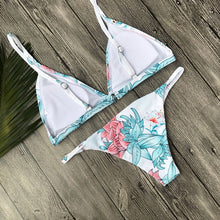 Sexy Women Printing Padded Bra Beach Halter Bikini Set Swimwear
