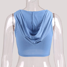 Women Girl Fashion Hooded Sport Vest Sleeveless Tank Crop Tops Vest Blouse