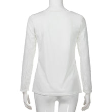 Women's Solid Long Sleeve Lace Stitching O-Neck T-Shirt Pullover Tops Blouse