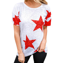 Women Ladies Star T-Shirt Short Sleeve Round Neck Casual Tops Blouse Tee