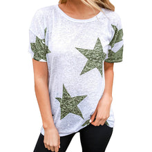 Women Ladies Star T-Shirt Short Sleeve Round Neck Casual Tops Blouse Tee