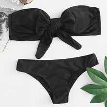 Women Bikini Set Swimwear Push-Up Padded Solid Off Shoulder Swimsuit Beachwear