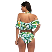 Sexy Women Pineapple Print Ruffle Swimsuit Cutout Bikini Set Push Up Swimwear Bathing Suit Green