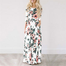 ELSVIOS Women Bohemia Floral Print Summer Dress 2018 Casual Short Sleeve O Neck Beach Boho Long Dress Loose Maxi Dresses Vestido