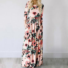 ELSVIOS Women Bohemia Floral Print Summer Dress 2018 Casual Short Sleeve O Neck Beach Boho Long Dress Loose Maxi Dresses Vestido