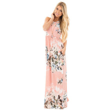 ELSVIOS Women Bohemia Floral Print Summer Dress 2018 Casual Short Sleeve O Neck Beach Boho Long Dress Loose Maxi Dresses Vestido