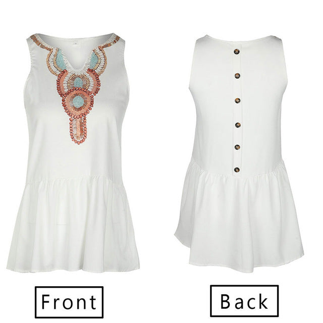 Missufe Casual V Neck Streetwear Back Button Boho Tunic Print Vintage Summer Dress Women Sexy Sleeveless Womens Beach Dresses